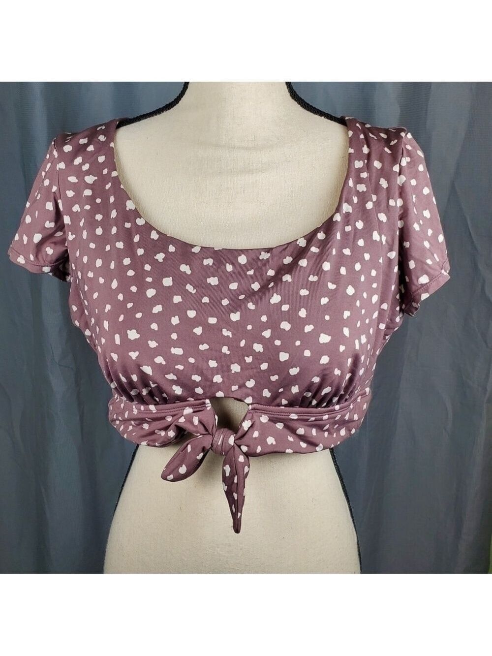 Time and Tru bikini top, taupe and white, size XL